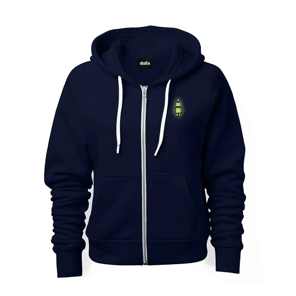 Dalix Robot Midweight Fleece Zip Hoodie (Glow in the Dark)