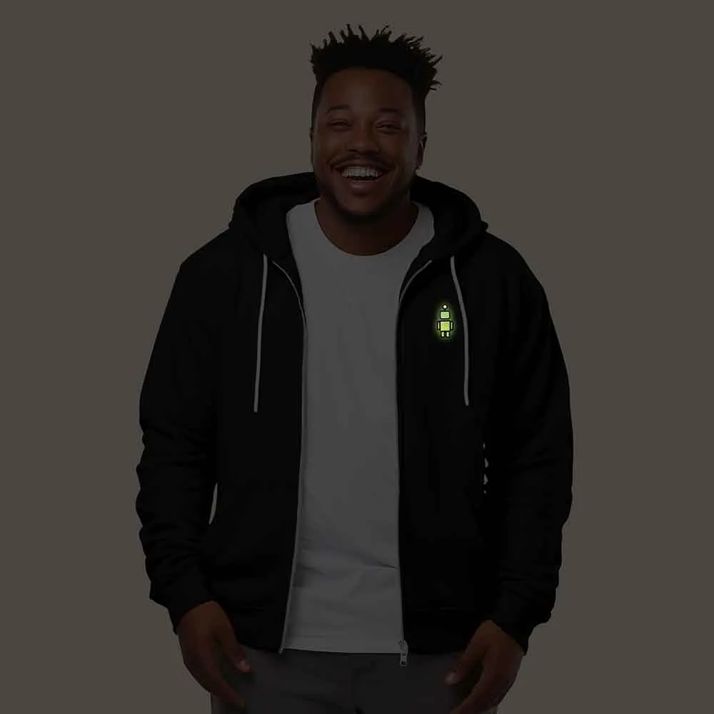 Dalix Robot Midweight Fleece Zip Hoodie (Glow in the Dark)