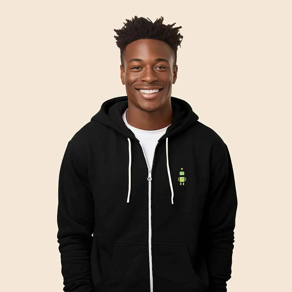 Dalix Robot Midweight Fleece Zip Hoodie (Glow in the Dark)