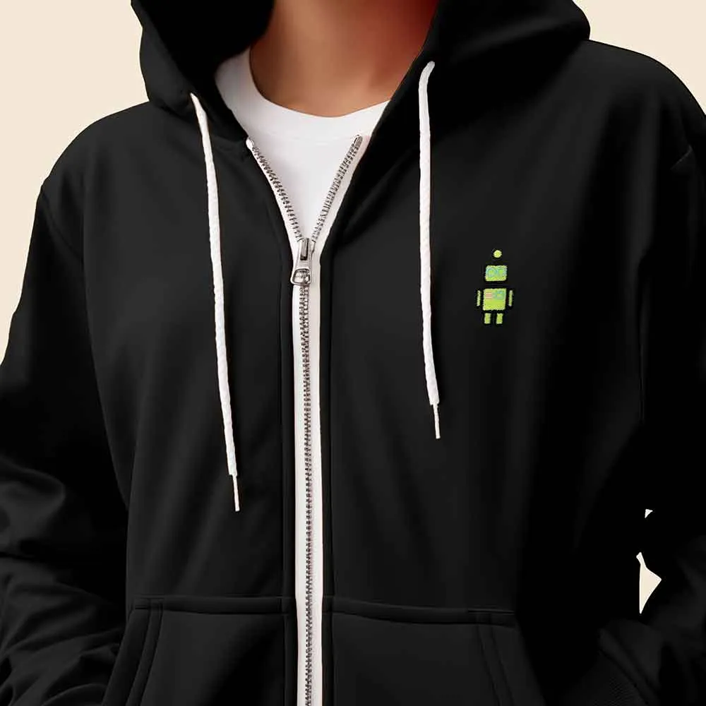 Dalix Robot Midweight Fleece Zip Hoodie (Glow in the Dark)
