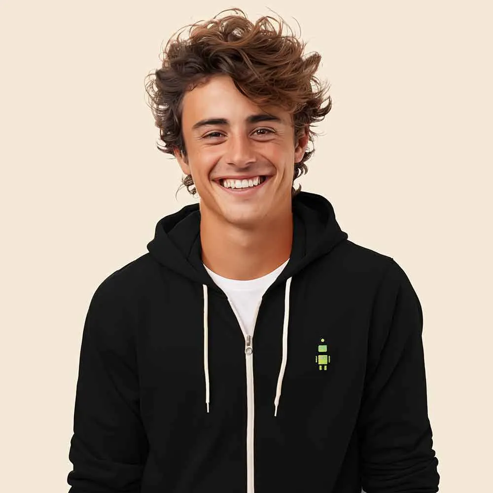 Dalix Robot Midweight Fleece Zip Hoodie (Glow in the Dark)