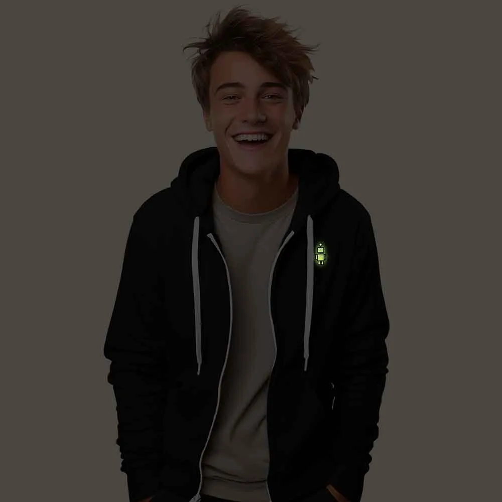 Dalix Robot Midweight Fleece Zip Hoodie (Glow in the Dark)