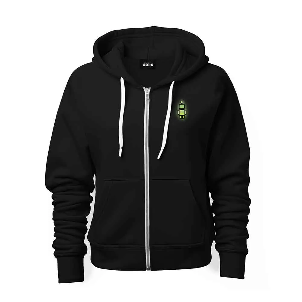 Dalix Robot Midweight Fleece Zip Hoodie (Glow in the Dark)