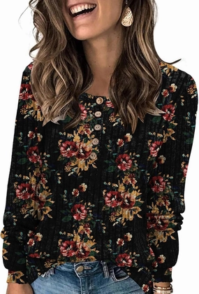 DB MOON Womens Lightweight Sweaters 2025 Long Sleeve Henley Shirt Fall Casual Crewneck Tunic Tops
