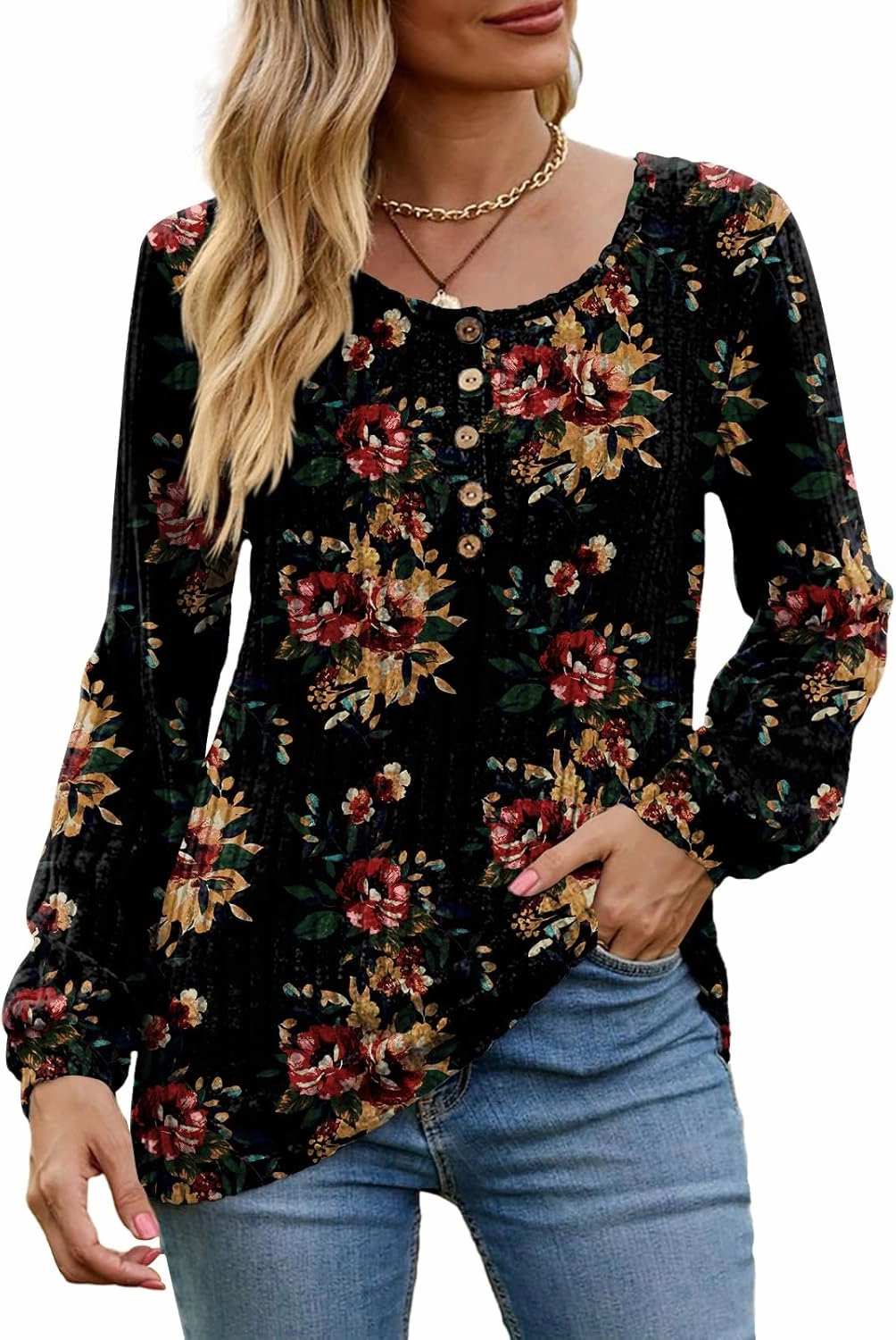 DB MOON Womens Lightweight Sweaters 2025 Long Sleeve Henley Shirt Fall Casual Crewneck Tunic Tops