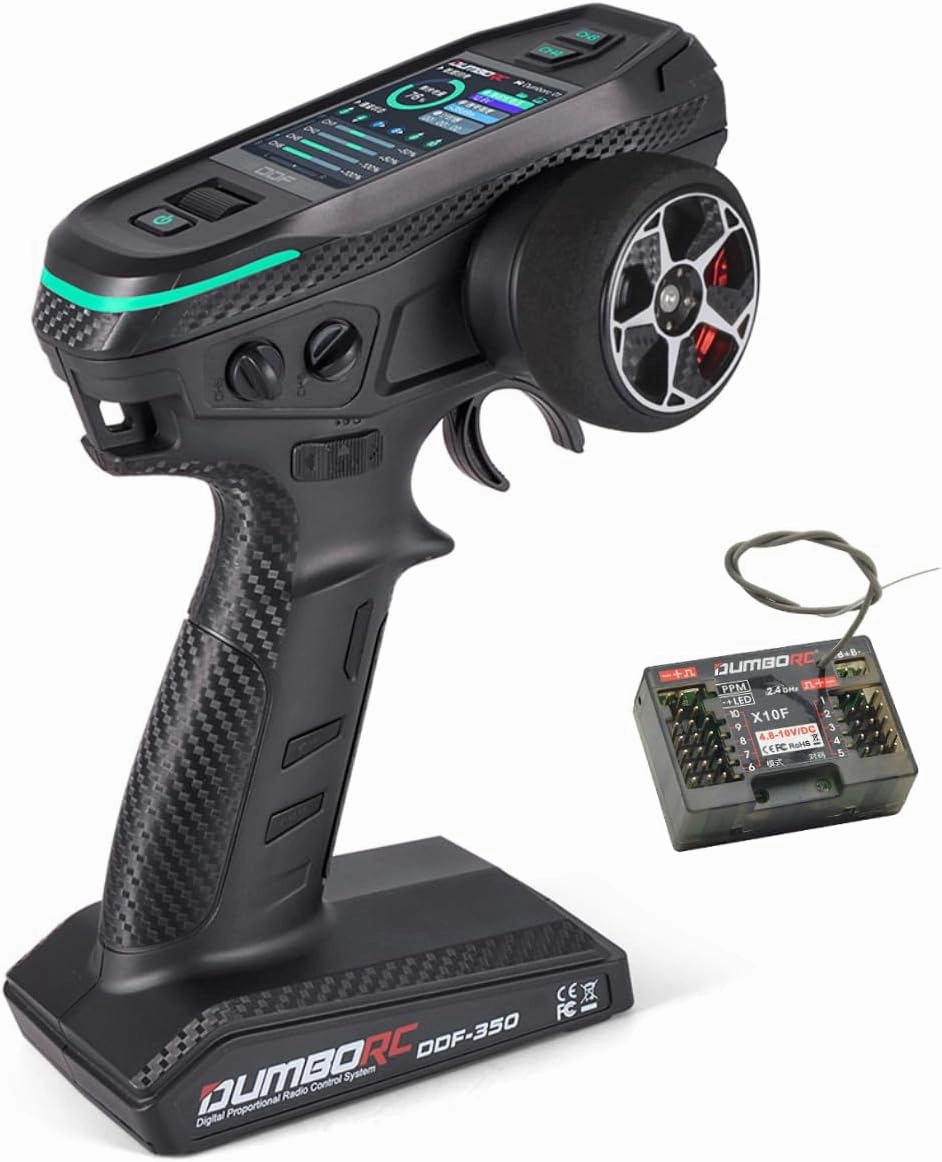 DDF-350 with X10F RC Radio Transmitter and Receiver 10 Channel HD Screen 10CH Remote Controller for RC Car Truck Crawler Boat Tank