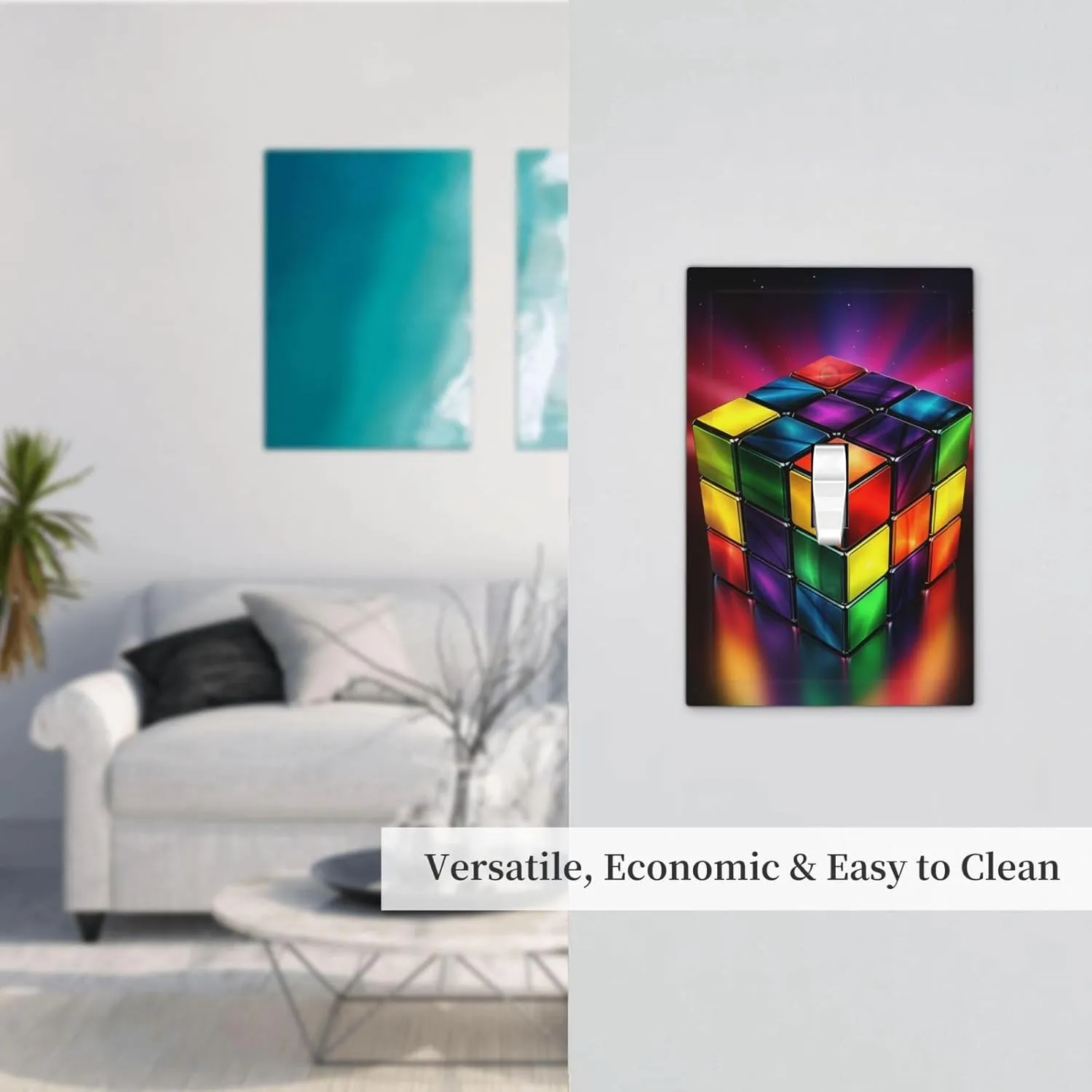 Decorator Wall Plate 1 Gang Light Switch Covers Single Receptacle Outlet Covers Magic Cube ​Puzzle Wall Plates for Electrical Outlets Plug Cover Mid Size 5" x 3" Single Rocker Switch Plates