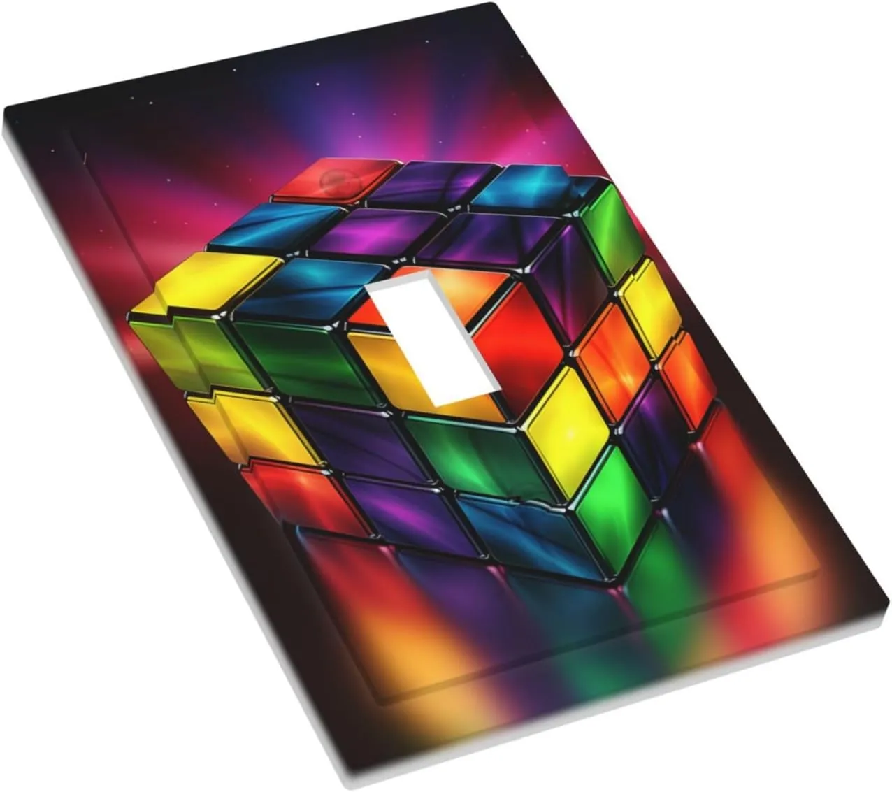 Decorator Wall Plate 1 Gang Light Switch Covers Single Receptacle Outlet Covers Magic Cube ​Puzzle Wall Plates for Electrical Outlets Plug Cover Mid Size 5" x 3" Single Rocker Switch Plates