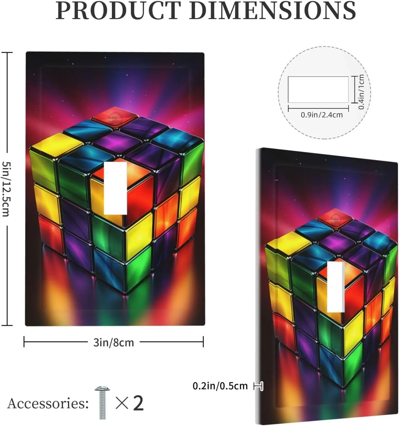 Decorator Wall Plate 1 Gang Light Switch Covers Single Receptacle Outlet Covers Magic Cube ​Puzzle Wall Plates for Electrical Outlets Plug Cover Mid Size 5" x 3" Single Rocker Switch Plates
