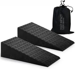 Deep Impact 2PCs Squat Wedge Block – Adjustable Slant Board for Heel Elevated Squats, Calf Raises, Weightlifting, Deadlift Platform, Foot Exercise Ramp for Enhanced Mobility & Strength