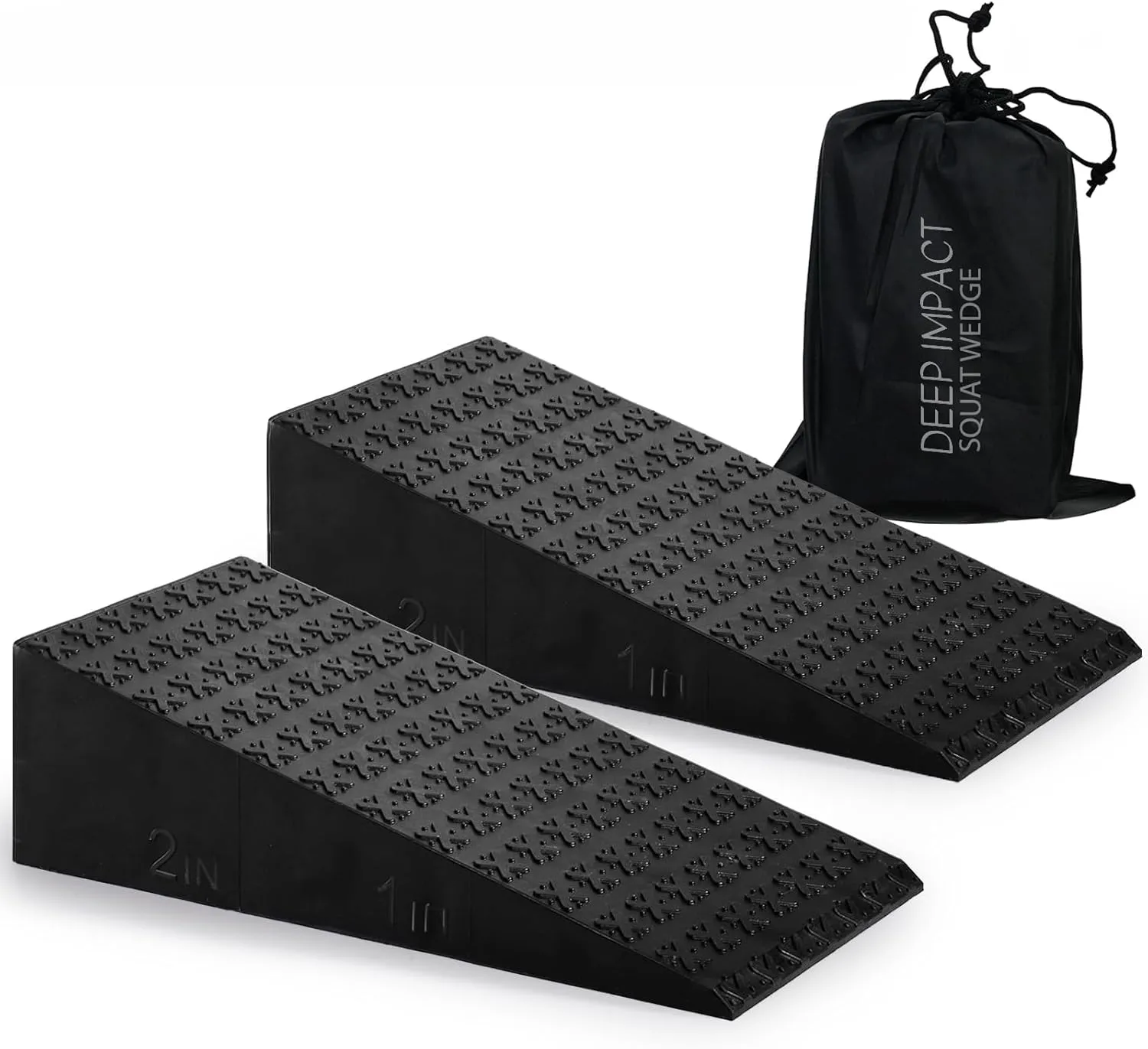 Deep Impact 2PCs Squat Wedge Block – Adjustable Slant Board for Heel Elevated Squats, Calf Raises, Weightlifting, Deadlift Platform, Foot Exercise Ramp for Enhanced Mobility & Strength