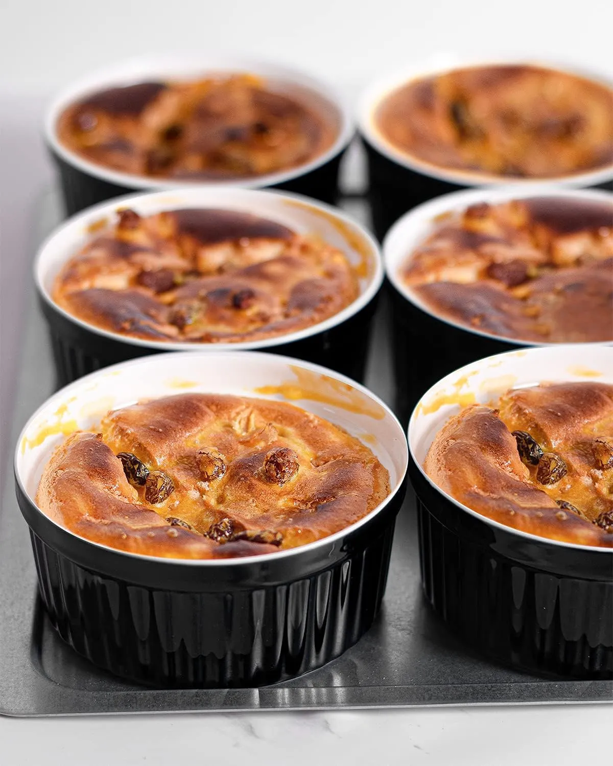 Delling Ramekins 12 Oz/Dessert/Snack/Bowls, Ceramic Creme Brulee Set, Porcelain Souffle Dish Ramiken for Baking, Ice Cream, Small Serving Bowls Black Set of 6