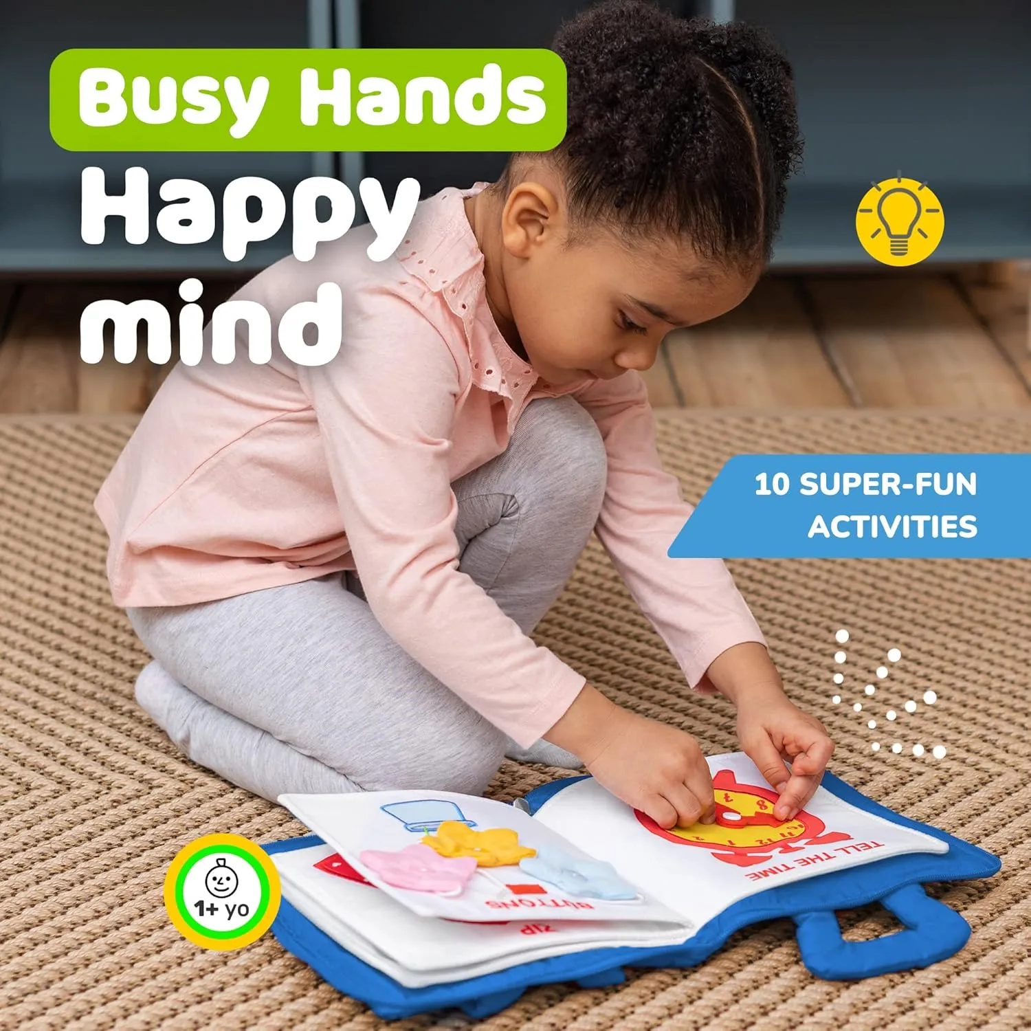 deMoca Busy Book for Toddlers 1-3 - Airplane Toys for Toddlers 1-3, My Quiet Book Montessori Toys for 1 Year Old with Kids Plane Activities, Activity Busy Board, Gift for Boys & Girls