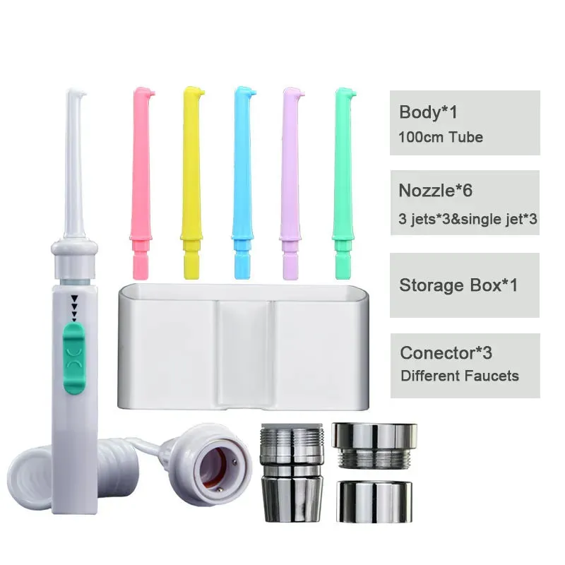 Dental Water Flosser Faucet Oral Irrigator Floss Dental Irrigator Portable Dental Water Jet Teeth Cleaning Mouth Washing Machine