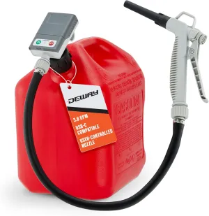 DeWay Gas Can Fuel Transfer Pump with Trigger Nozzle | Fast 3.8 GPM Flow Rate, 51” Rubber Hose & 4 Can Adapters for Gasoline, Kerosene, Diesel & Non-Potables | USB-C Cable & Battery Power