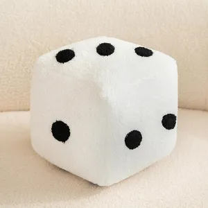 Dice Plush Pillow, Creative Funny Simulation Dice Plush Pillow, Dice Cubic Throw Pillow Dice, Plush Pendant Stuffed Soft Sofa Back Cushion for Couch Bedroom Living Room Car Decor (White)