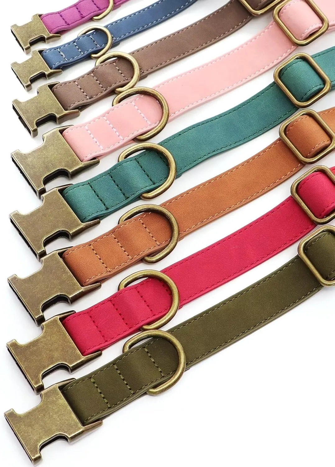 Didog Soft Leather Dog Collar, Durable Quick Released Dog Collars with Metal Buckle, Adjustable Pet Collar Faux Leather for Large Medium Dogs, Blue, L Fit 15-23" Neck