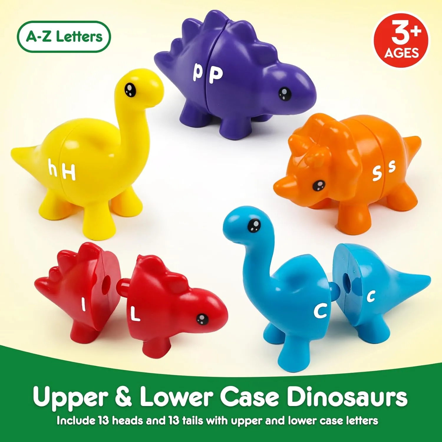 Dinosaur Toys for Kids 3-5,Alphabet Learning Toys,Montessori Preschool Educational Learning ABC Uppercase Lowercase Dino Puzzles Matching Games for Toddlers Boys Girls