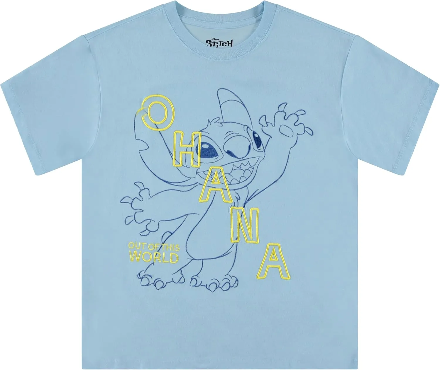 Disney Ladies Lilo and Stitch Shirt - Ladies Classic Lilo and Stitch Embroidery Tee Lilo and Stitch Front and Back T-Shirt