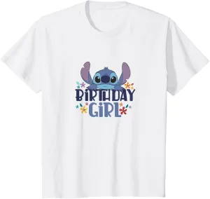 Disney Lilo & Stitch Birthday Girl Stitch Floral Birthday T-Shirt