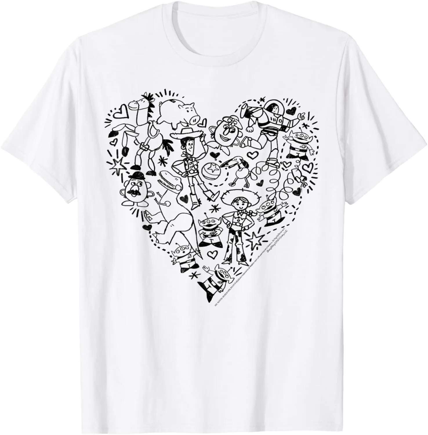 Disney Pixar Toy Story Characters Heart Fill T-Shirt
