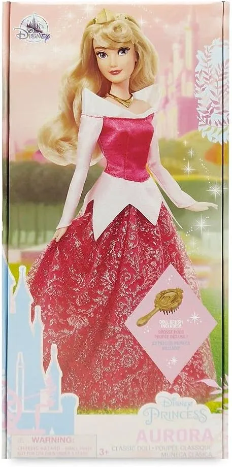 Disney Store Official Disney Princess Classic Doll (Aurora from Sleeping Beauty), 11 Inches, Includes Brush with Molded Details, Fully Posable Toy in Classic Outfit - Disney Princess Toys for Girls