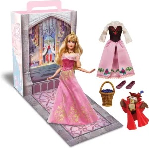 Disney Store Official Disney Princess Story Doll (Aurora) 11 Inches, includes Coloring Book and Additional Dress, Princess Doll in Classic Outfit, Disney Princess Toys for Girls