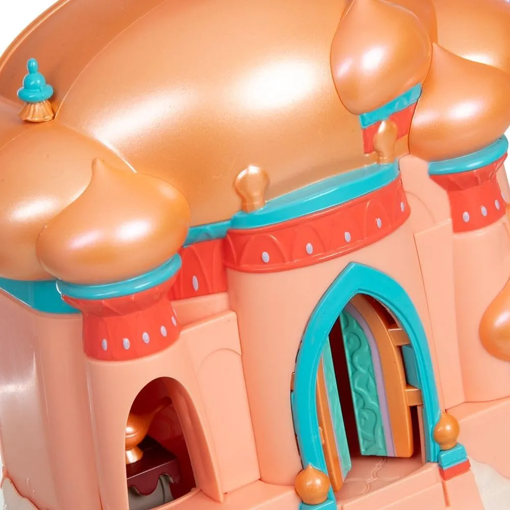 DISNEY STORE Official Jasmine Palace Micro Play Set, Micro Toy Set Includes Jasmine, Aladdin, Genie and Abu Micro Figures, Travel Toy Portable Playset with Handle, Travel Toys with Surprise Reveals