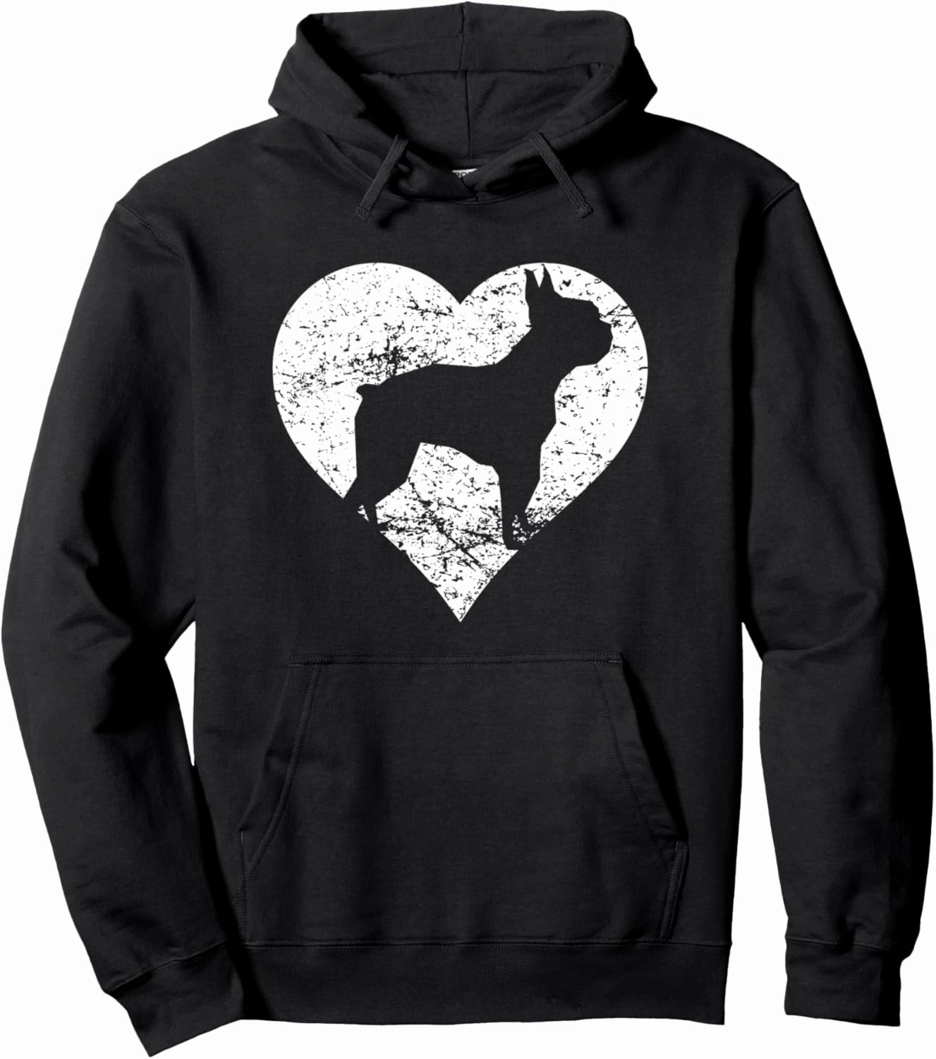 Distressed Boston Terrier Heart Dog Owner Graphic Pullover Hoodie