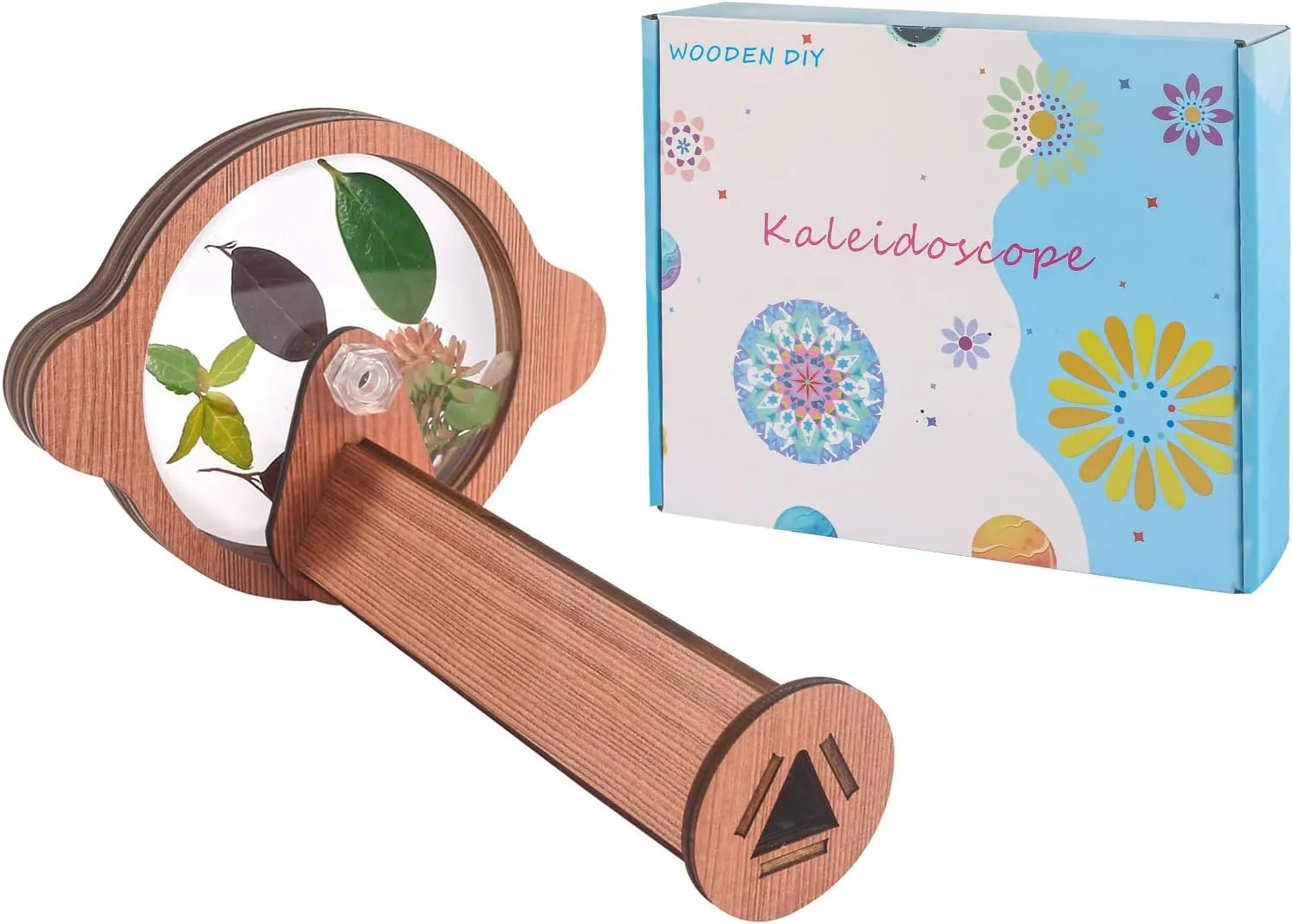 DIY Kaleidoscope Kit for Kids, Outdoor Classic Handmade Education Toys, Magic Wooden Rotating Kaleidoscope Making Set Gift for Nature Lovers (1 Pc Planets)