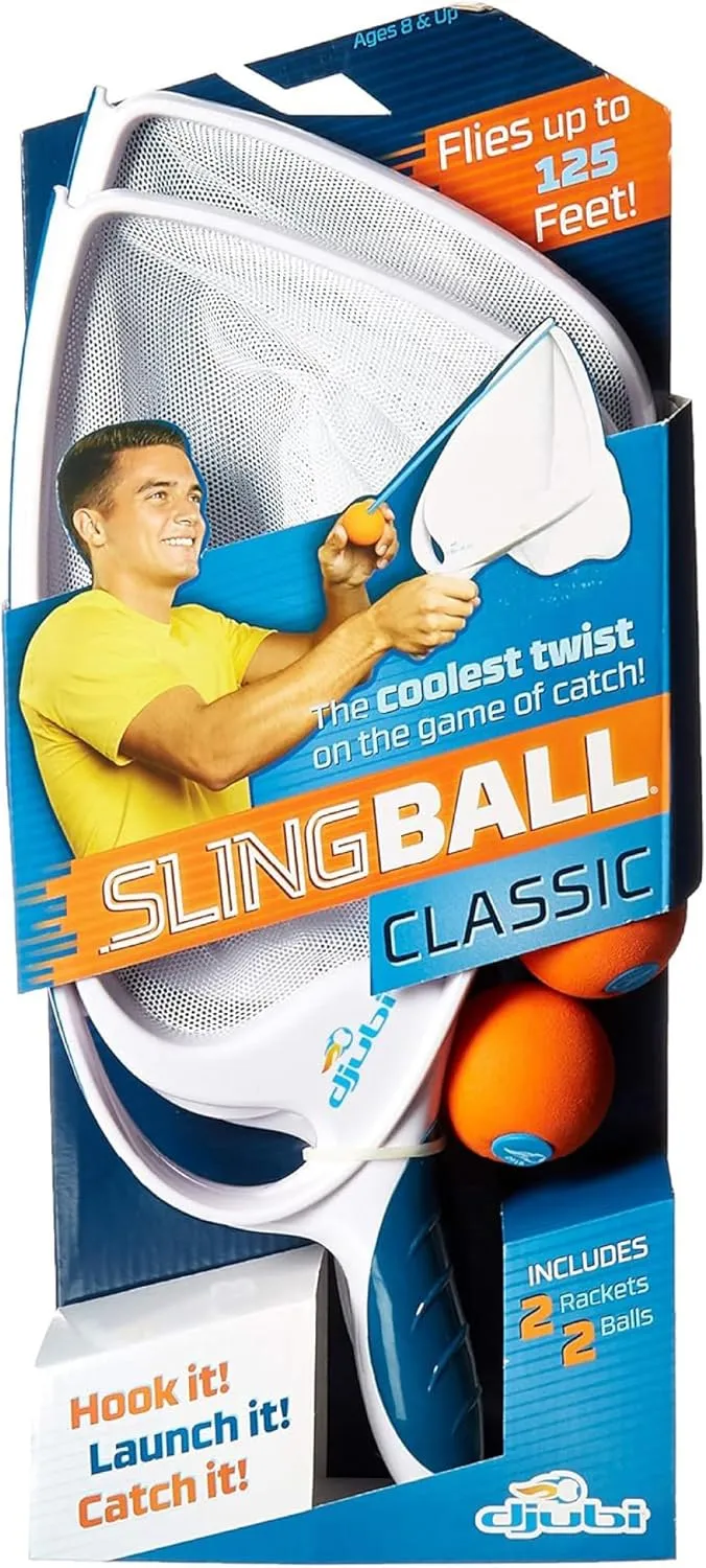 Djubi Slingball, The Ultimate Game of Catch, Long Distance Slingshot Scoop Ball Set, Indoor & Outdoor Sports Toy for Kids & Adults Ages 8  - Classic
