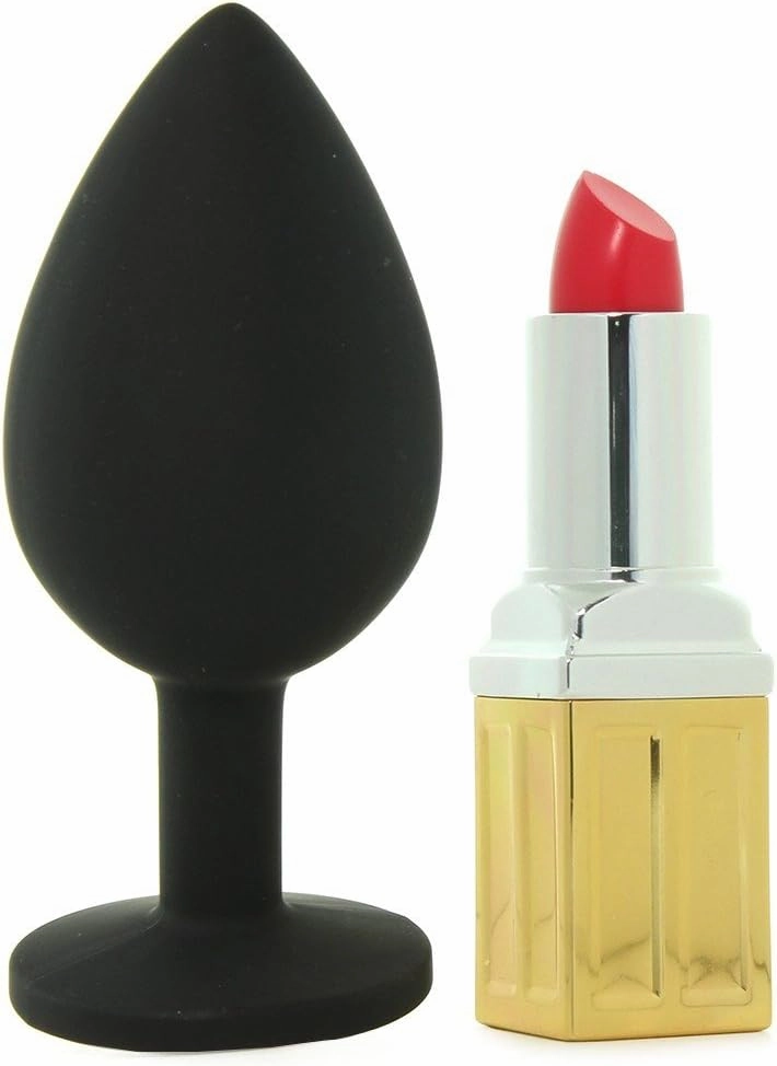 Doc Johnson Booty Bling - Spade Shaped Silicone Anal Plug with Jeweled Base - 3.8" Long and 1.5" Wide - Large - Purple Jewel