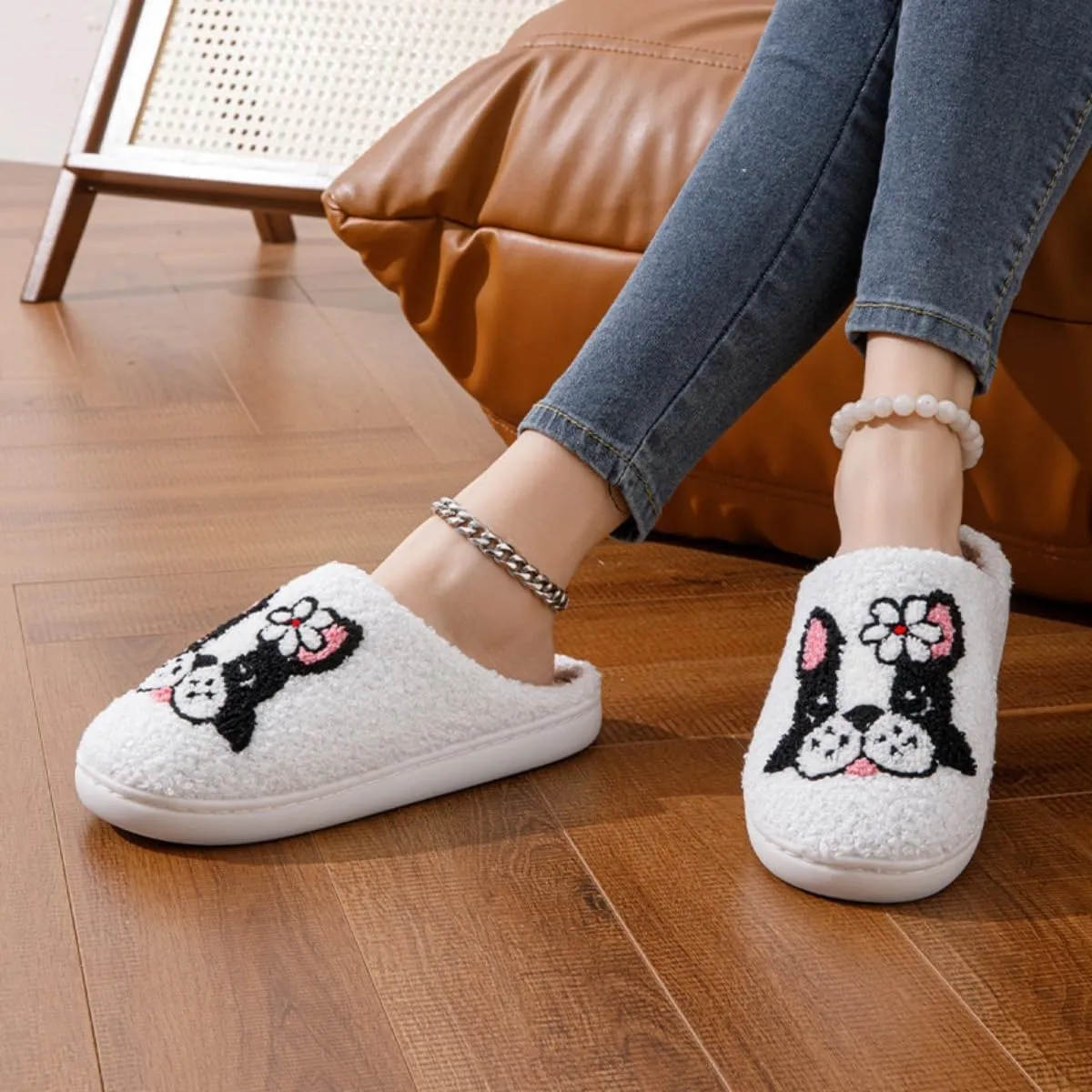 Dog Cat Slippers Plush Animal Pet Comfortable Winter Women Men Soft Non-slip