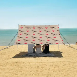Dog German Shepherd Beach Canopy Tent Anti-UV & Wind Resistant, Camping Sun Shelter Easy Setup Portable,Outdoor Shade Tents with Sandbags,Sand Shovels,Ground Pegs & Stability Poles