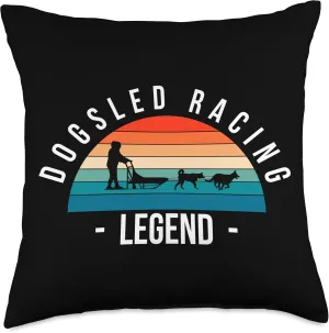 Dog Sled Racing Alaska Dogsled Husky Huskies Musher Snow Ice Throw Pillow