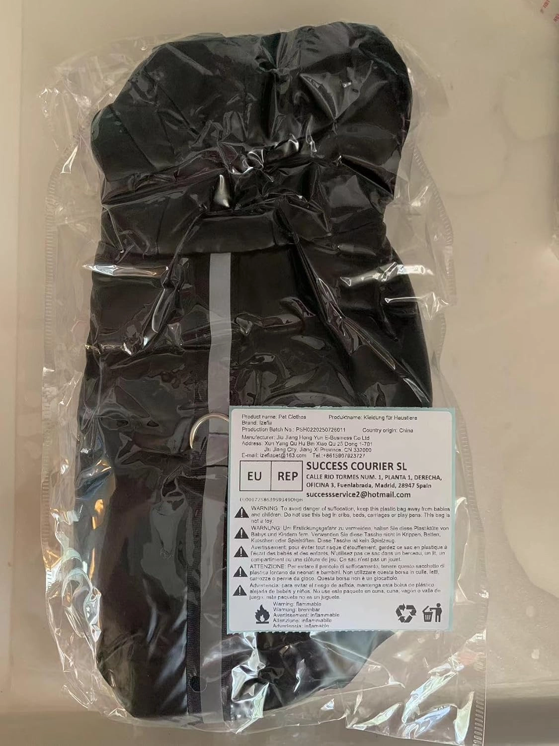 Dog Coat Windproof Jacket Cold Weather Coat 4 Legs Warm Dog Jumpsuit Winter Thick Clothes Snow Proof Coat Cotton Dog Coat for Small Dog Medium Dog Cat Black M