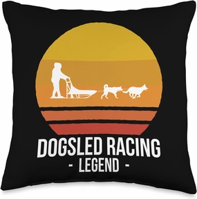 Dog Sled Racing Dogsled Husky Huskies Musher Snow Ice Alaska Throw Pillow