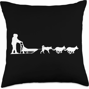 Dog Sled Racing Husky Siberia Huskies Musher Snow Ice Alaska Throw Pillow