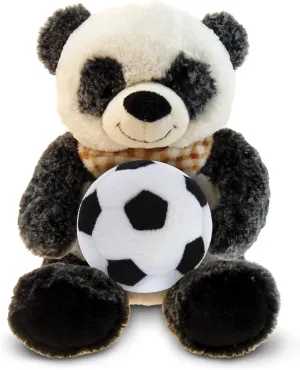 DolliBu Sitting Panda Stuffed Animal with Soccer Ball Plush - Soft Huggable Panda, Adorable Playtime Panda Plush Toy, Cute Pet Life Sports Gift for Kids and Adults - 9 Inch