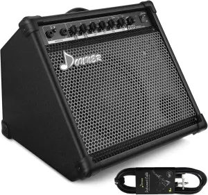 Donner 35-Watt Electronic Drum Amplifier DA-35, 2x8" Speakers, 2-Channel, 3-Band EQ, DI Out, Wireless Audio, Black, Compatible with Electronic Drum & Keyboard, Digital Modeling Amplifier