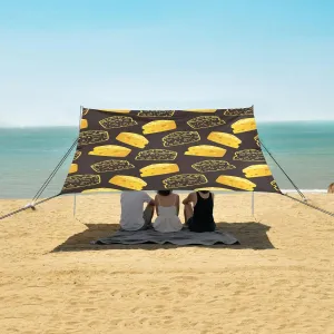 Doodle Cheese Pattern Beach Camping Tent Sun Shelter for Whole Family, Beach Shade Canopy with UPF50  UV Protection,Easy Set Up and Carry,Outdoor Shade for Trips, Fishing, Backyard Fun Picnics