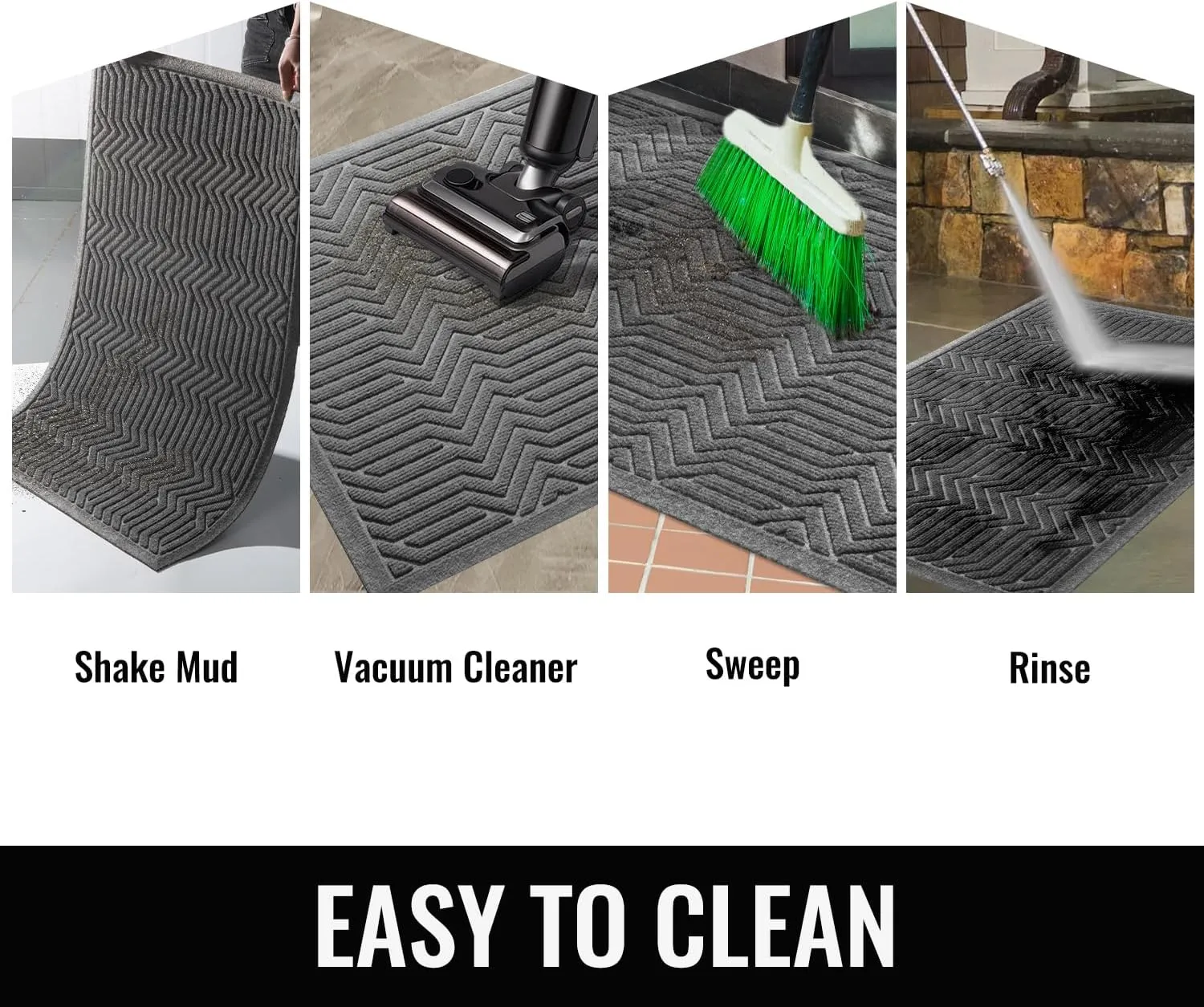 Door Mat Indoor Entrance, Sturdy Front Door Mat Outdoor, Absorbent Muddy Dirt Resist Welcome Door Mats, Non-Slip Backing Entry Mat Doormat for Entryway, Fade and Stain Resistant, 60x36 Inch, Grey