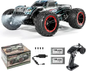 Double Delight Remote Control Car, 1:14 Scale RC Truck 38  KM/H Speed, 2.4G All-Terrain Off-Road Truck Toy Gifts for Boys and Adults with 2 Rechargeable Batteries Provide 40  Min Playtime (Blue)