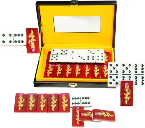 Double Six Dominoes, 28 Tile Colored Dots Domino Game Set with Upscale Gift Boxes, Adults and Families for 2-4 Players, Classic Numbers Table Games (Dragon)
