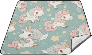 Dreamy Unicorns Waterproof Picnic Basket Water Resistant Party Outdoor Camping Mat for Ground Spring Gifts mat para Picnic
