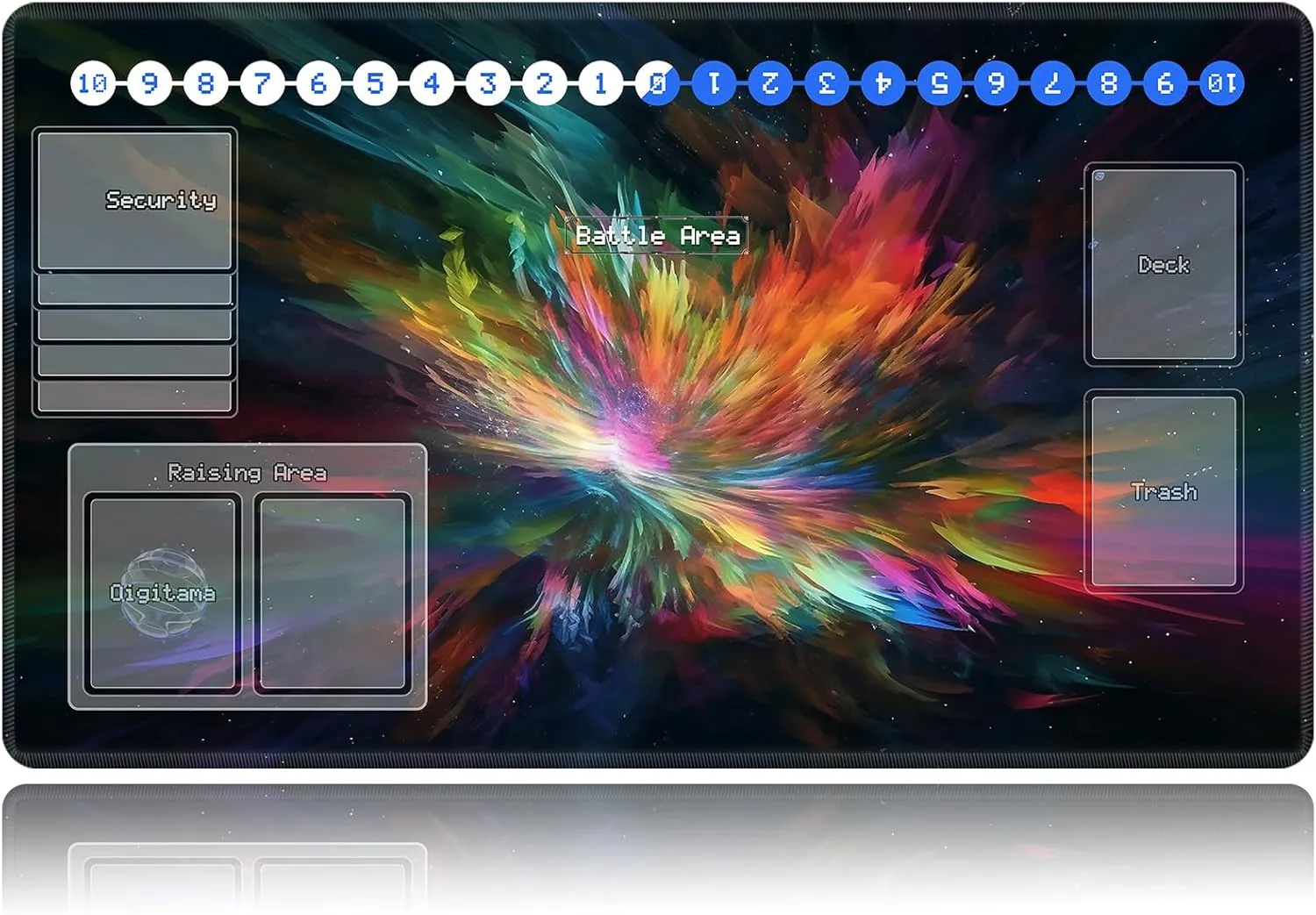 Duel Playma for DTCG, Card Game Mat Non-Slip Rubber Base and Stitched, 24 x 14 in TCG Play Mat with Zones for CCG and Other Card Games, Colorful Paint
