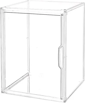 DULRLLY Acrylic Display Case for Figurines Clear Display Stand Dustproof Display Box with Magnetic Door Stackable Display Showcase for Collectibles Mini Toys Funko Pop Action Figures (L/1-Tier)