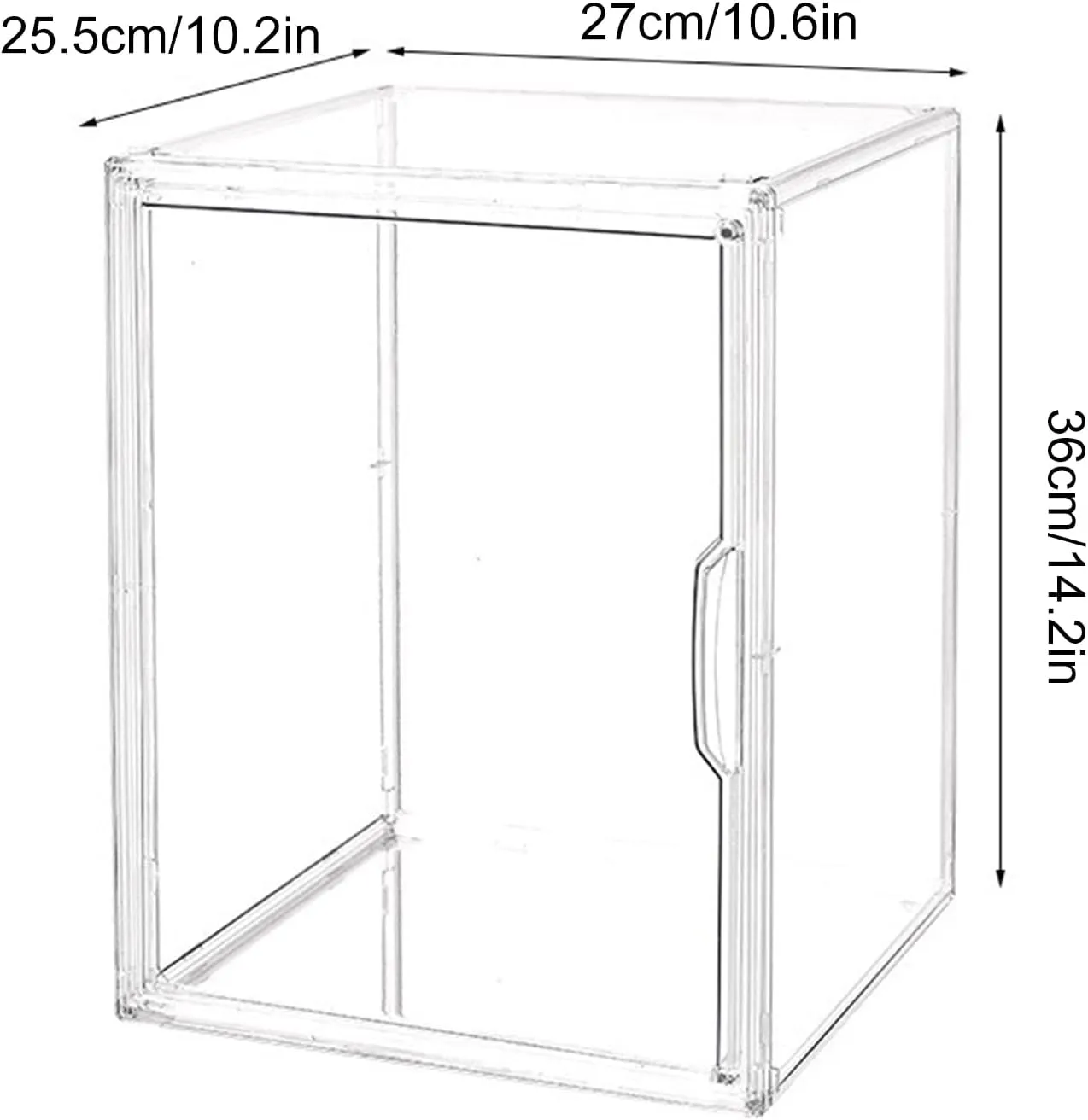 DULRLLY Acrylic Display Case for Figurines Clear Display Stand Dustproof Display Box with Magnetic Door Stackable Display Showcase for Collectibles Mini Toys Funko Pop Action Figures (L/1-Tier)