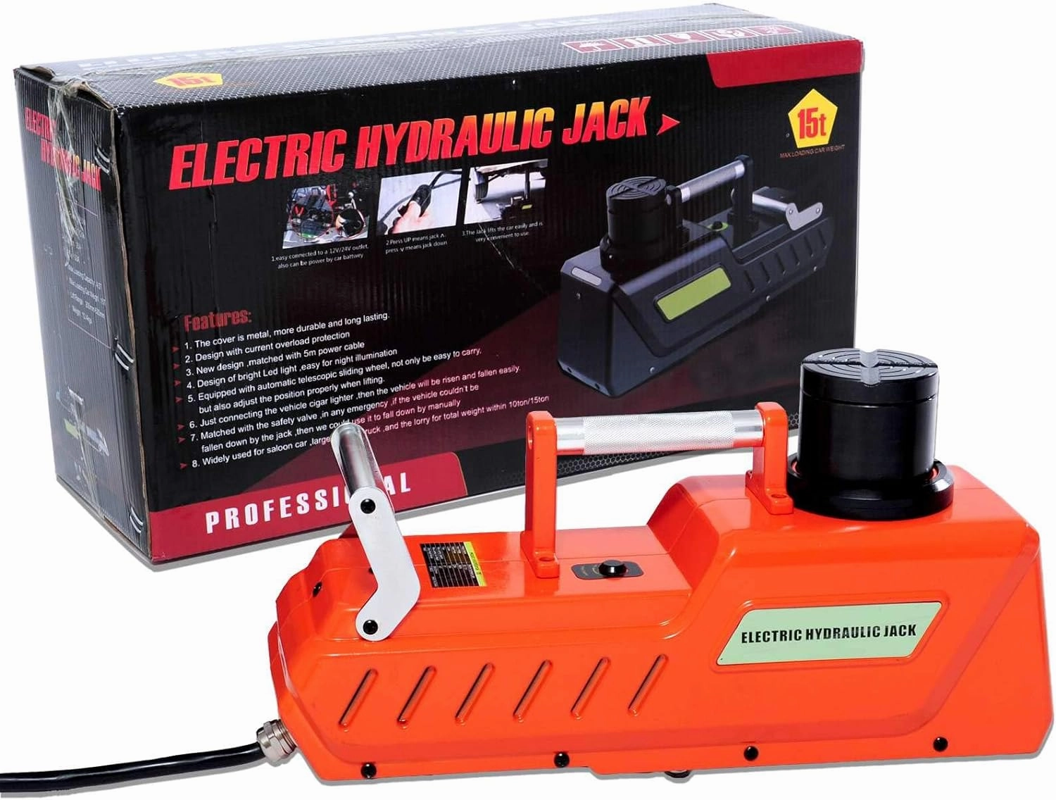 E-HEELP Electric Car Jack, 12V DC Heavy Duty Electric Hydraulic Car Floor Jack with LED Light for RV, Sedan, Van, SUV, Trucks, (7.8-20.4 inches)