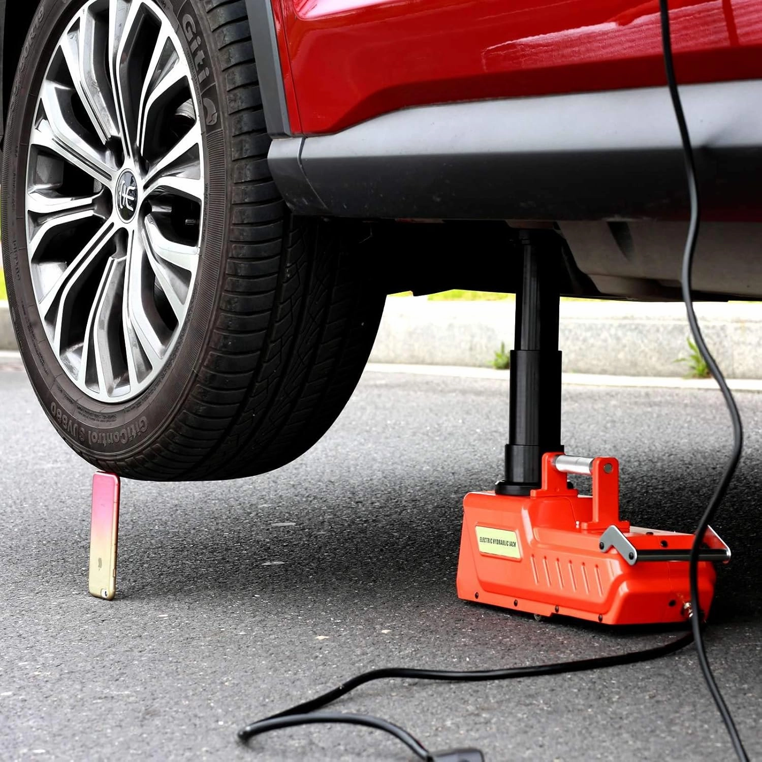 E-HEELP Electric Car Jack, 12V DC Heavy Duty Electric Hydraulic Car Floor Jack with LED Light for RV, Sedan, Van, SUV, Trucks, (7.8-20.4 inches)